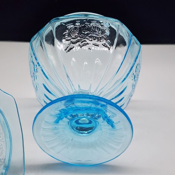 Anchor Hocking Candy Dish With Cover Mayfair Open Rose Blue 8 1/2” - Picture 7 of 13